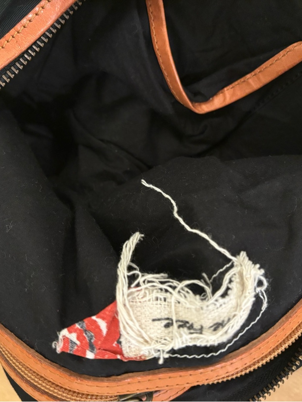 Free People Navy Blue Crossbody Bag with Tan Leather Trim - Picture 4 of 6